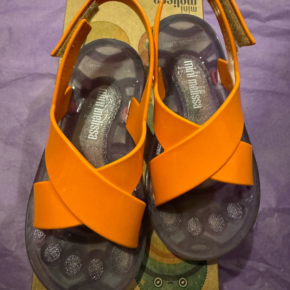 Mini Melissa Orange Criss-Cross Sandals